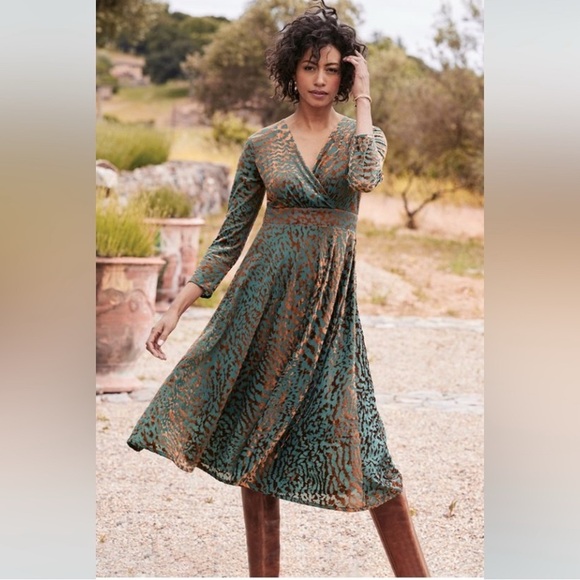 NWT Soft Surroundings Shae burnout velvet long sleeve midi dress holiday Sz XL - Picture 1 of 7